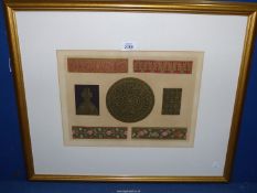 A framed and mounted Print titled "Enrichments from Indian illuminated manuscripts" printed and