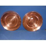 A pair of large 19th century Copper chargers, both 16" diameter.