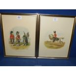 Two coloured prints of 'Queens Own Cameron Highlanders, 2nd dragoons', 13" x 17".