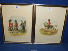 Two coloured prints of 'Queens Own Cameron Highlanders, 2nd dragoons', 13" x 17".