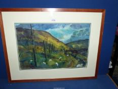 A wooden framed and mounted Watercolour title verso 'Purple Heather',