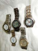 Five quartz movement gentlemen's wristwatches including "HP 3 ATM water resistant,