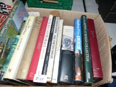 A box of books to include English Cathedrals, Stephen Fry, London The Biography, British Birds etc.