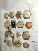 Various clockwork watches lacking straps including Oogma, Junghans, Lanco 17 jewels, Cyma Cymaflex,