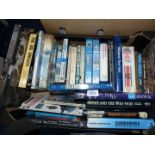 A box of books on submarine warfare to include Hostile Waters, Seawolf, Iron Coffin by Herbert A.