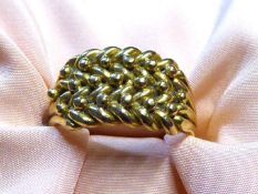 An 18ct gold Keeper ring, Birmingham, date letter 'P' for 1864, maker B.R, size 'Q', 7.75 gm.