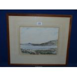 A framed and mounted Watercolour of a seascape, indistinctly signed lower right,