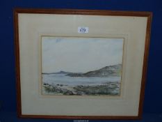 A framed and mounted Watercolour of a seascape, indistinctly signed lower right,
