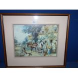A framed and mounted Print, after Miles Birket Foster, titled 'Loading The Cart'.