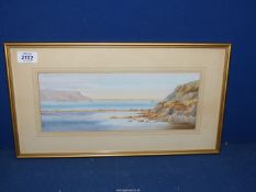 A framed and mounted Watercolour depicting a seascape, initialed lower left E.P.C,18" x 10".