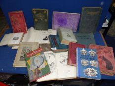 A box of old books to include A Flat Iron for a Farthing, Country Matters by Clare Leighton,