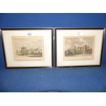 Two framed and mounted coloured Etchings by S.