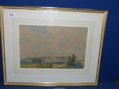 A framed and mounted Watercolour signed lower right F.
