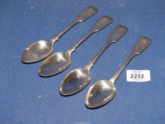 Four crested silver Dessert spoons, London 1838.