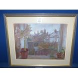 A framed and mounted pastel drawing 'February View from The Studio',