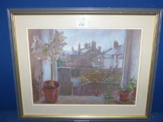 A framed and mounted pastel drawing 'February View from The Studio',