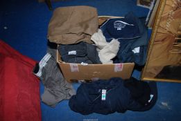 A quantity of Marks & Spencers jumpers (new), Gant sweatshirt, gents trousers (38''), etc.