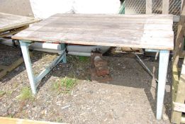Folding wooden table, 33" wide x 54" long x 28" high.