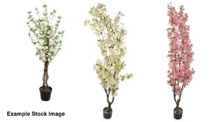 Three cream blossom faux trees (not in pots), 1.2m.
