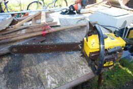 An 'Alko' chainsaw, with 19" cutter bar, (no chain brake) - Good compression.