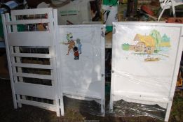 Child's 'Wind in the willows' cot and garden sprayer.