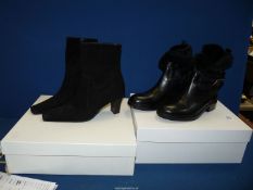 A pair of Russell & Bromley ladies Sherling Biker Boots in black calf, size 3,