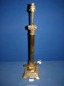 A good quality brass Corinthian Column table lamp, 22 1/2'' tall.