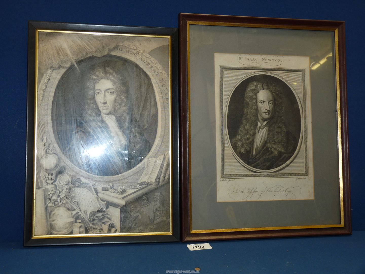 Two mid 18th century engravings of eminent scientists: Isaac Newton by John Goldar (after Kneller),