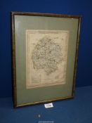 A framed engraved Map of Herefordshire, dated 1805. 15 3/4" x 11 3/4".