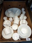 A quantity of Royal Worcester white tableware including coffee cans, cups, saucers, sauce boats,