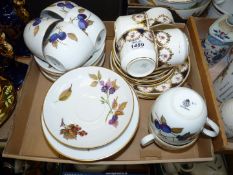 Two part Teasets including Royal Worcester 'Evesham' and Aynsley with gilt and rose design on deep