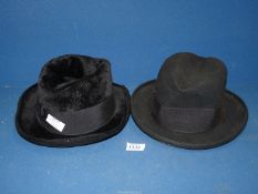 Two trilby type hats, including one in Astracan velour by Pless Wien, the other by Tress & Co.