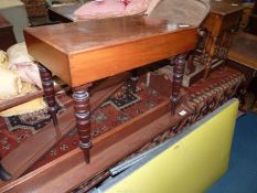 An Edwardian Mahogany bidet table/baby bath with the lid in place being an useful occasional table