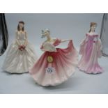 Two Royal Worcester lady figures 'Grace' and 'A Day to Remember' plus Royal Doulton 'Elaine'.