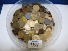 A quantity of foreign coins including francs, Spanish etc.