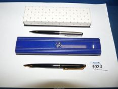 A boxed Parker pen and a boxed Waterman pencil, both with instructions.