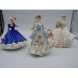 Three lady figurines to include 'Coalport Strawberries Scarlet Strawberries',