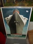 A print of a French advertising poster 'Normandie Transatlantique Le Havre - Southampton - New