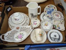 A quantity of china including nursery rhyme cup and saucer, Hungarian ashtrays, Dachshund jug etc.