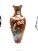 A large Satsuma style vase, 20th century, decorated with figures and flowers, 18 1/2'' tall.