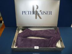 A pair of Peter Kaiser ladies knee high boots in purple suede, size 4 1/2.