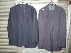An Austin Reed navy pin stripe gents suit, 44" chest and a Dunn & Co. woolen jacket, 48'' chest.