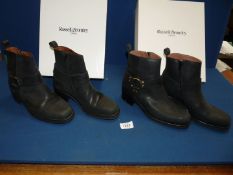Two pairs of ladies Russell & Bromley ankle boots in Bordeau Suede colour, size 37.