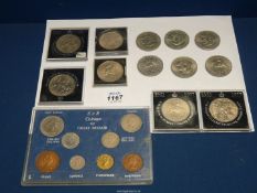 A quantity of cased crowns including 1977 Jubilee, Prince and Princess of Wales, EIIR coinage of GB,