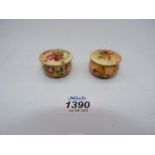 Two early 1900's Worcester porcelain miniature lidded pots, a/f.