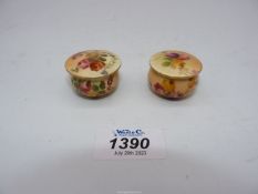 Two early 1900's Worcester porcelain miniature lidded pots, a/f.