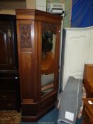 A Mahogany/Walnut full height corner Wardrobe with deep drawer to base and bevelled mirror and