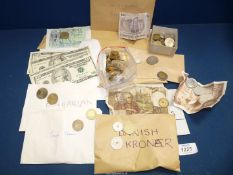 A quantity of foreign coins including Danish, Spanish, French, Hungarian, etc.