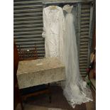 A 1960's ivory wedding dress and veil in Harrods box,