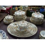 A Regal Ware dinner service with floral and chevron style decoration, dinner, breakfast,